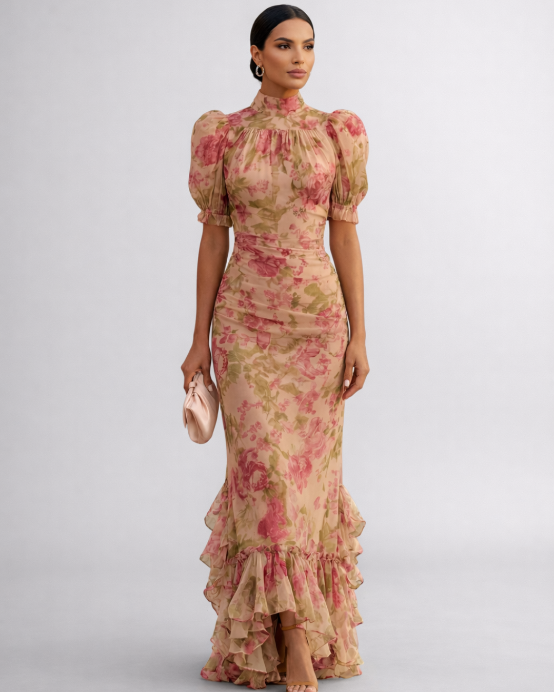 Rosario | Dlouhá květinová šaty z chiffon