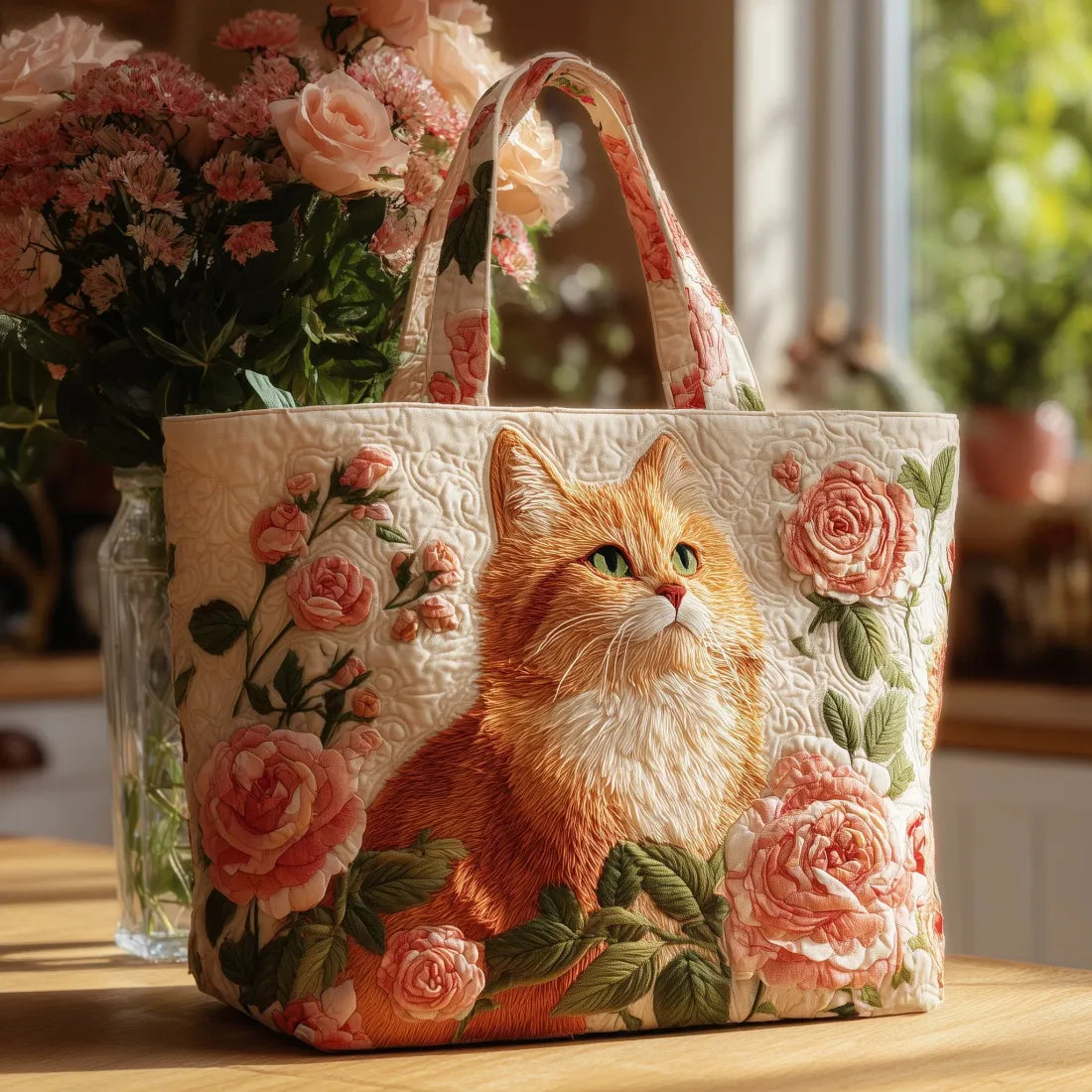Borsa Artigianale kočka červená a růže – Dárkový nápad