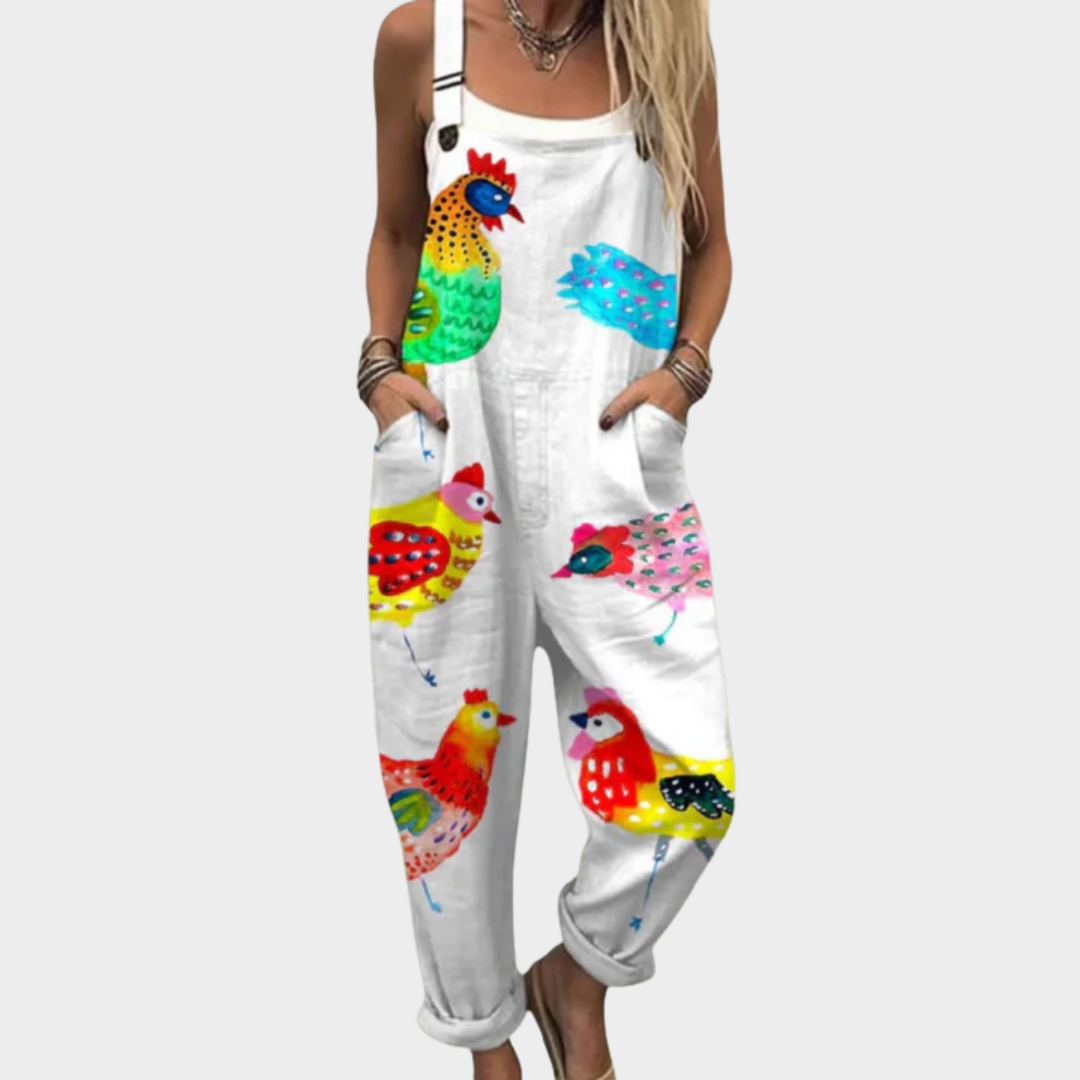 Overal Barevné slepičky – bílý