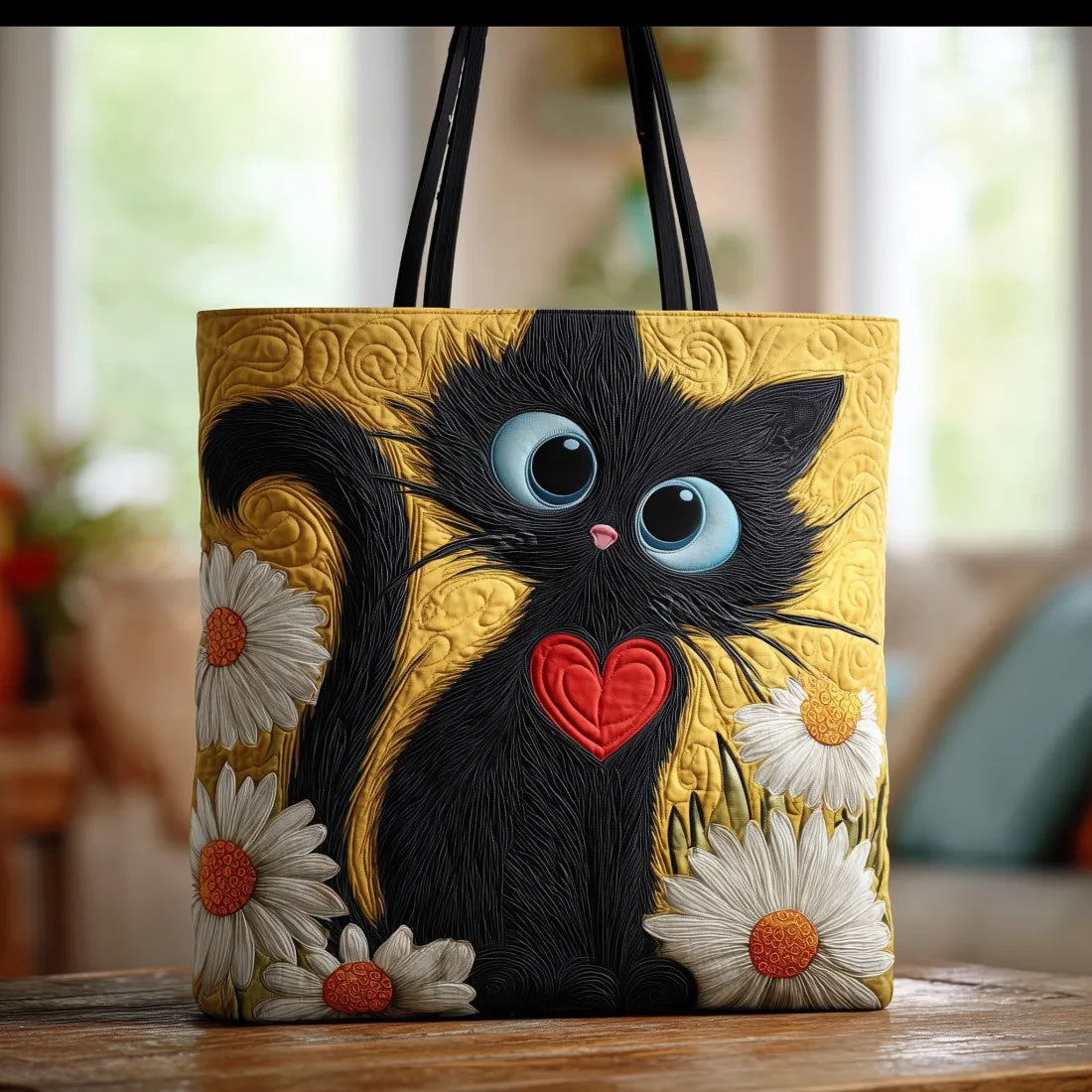 Borsa Artigianale černá kočka a sedmikrásky – Nápad na dárek