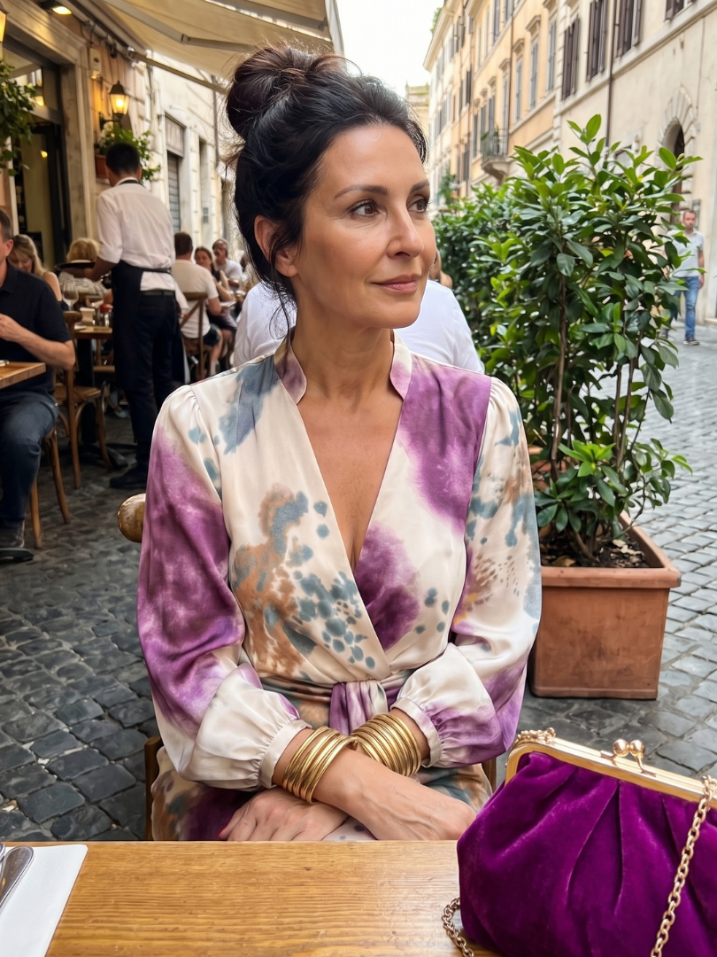 Johana | Vzorované zavinovací midi šaty s vázačkou v pase