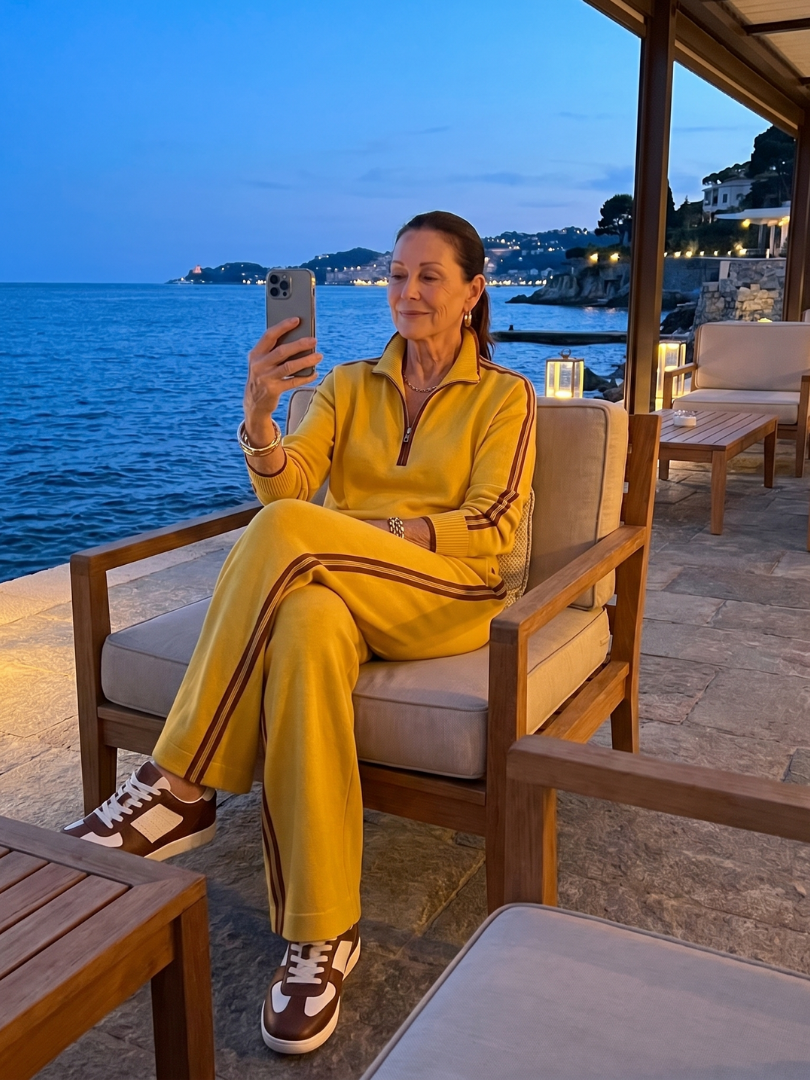 Renata | Komplet s topem na zip a kalhotami s bočním pruhem