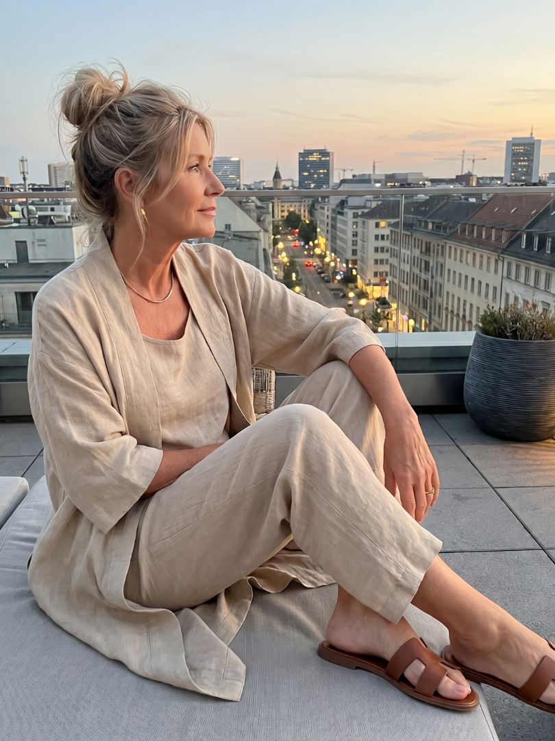 Jana | Třídílný volný komplet s topem a kalhotami