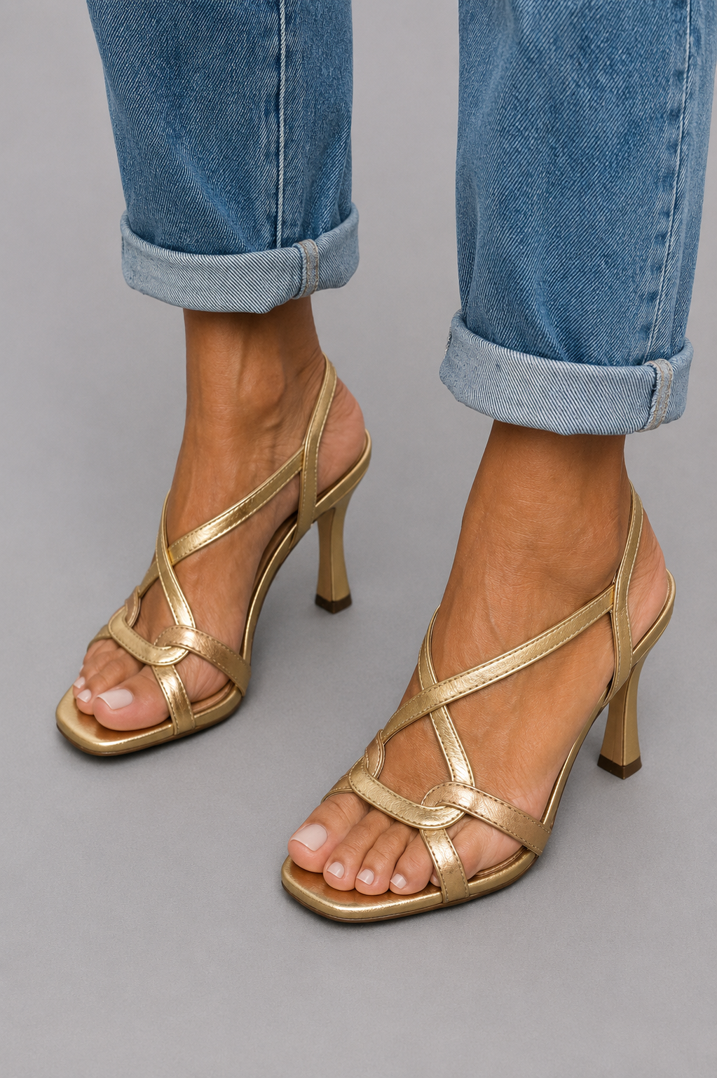Cassie | Sandály na podpatku Golden Summer Charm