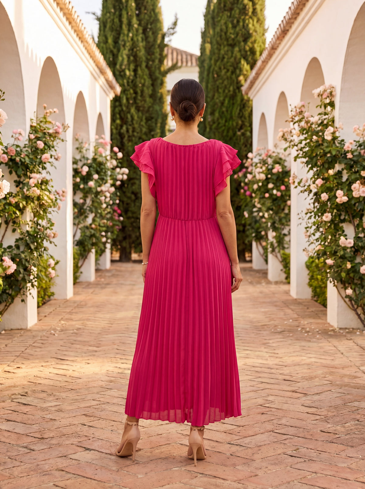Seraphina | Elegantní Maxi Šaty S Plisováním a Uvázaným Pasem