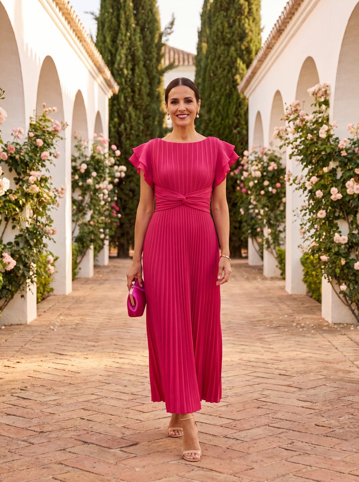 Seraphina | Elegantní Maxi Šaty S Plisováním a Uvázaným Pasem