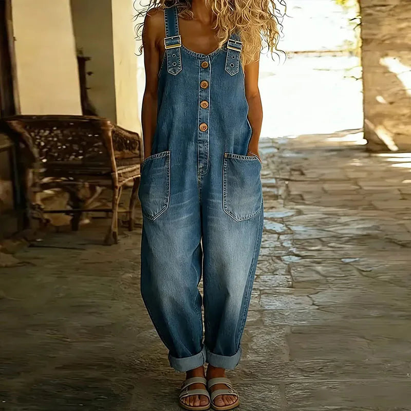 Mae | Vintage denimová salopeta s nastavitelnými šlemi