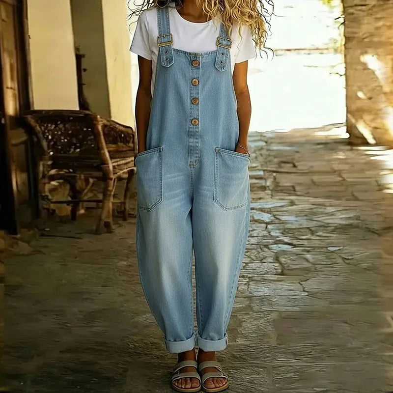 Mae | Vintage denimová salopeta s nastavitelnými šlemi