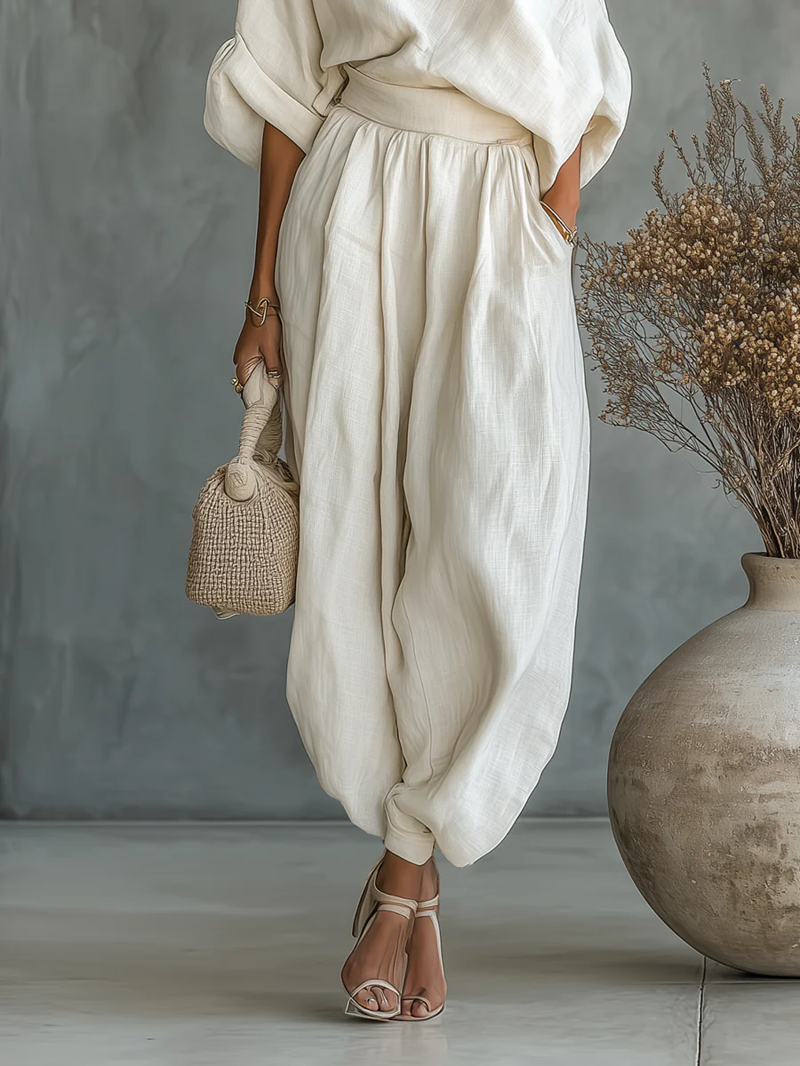 MAŁGORZATA | Komplet off-shoulder ze spodniami