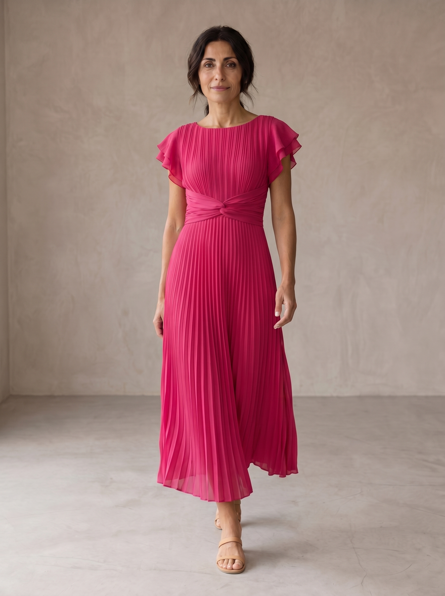 Seraphina | Elegantní Maxi Šaty S Plisováním a Uvázaným Pasem
