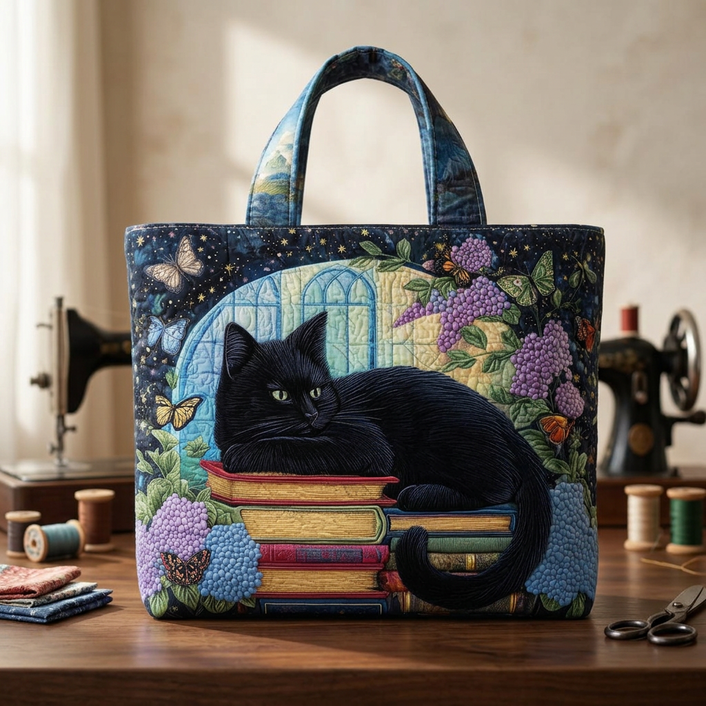 Borsa Artigianale černá kočka na knihách – Nápad na dárek