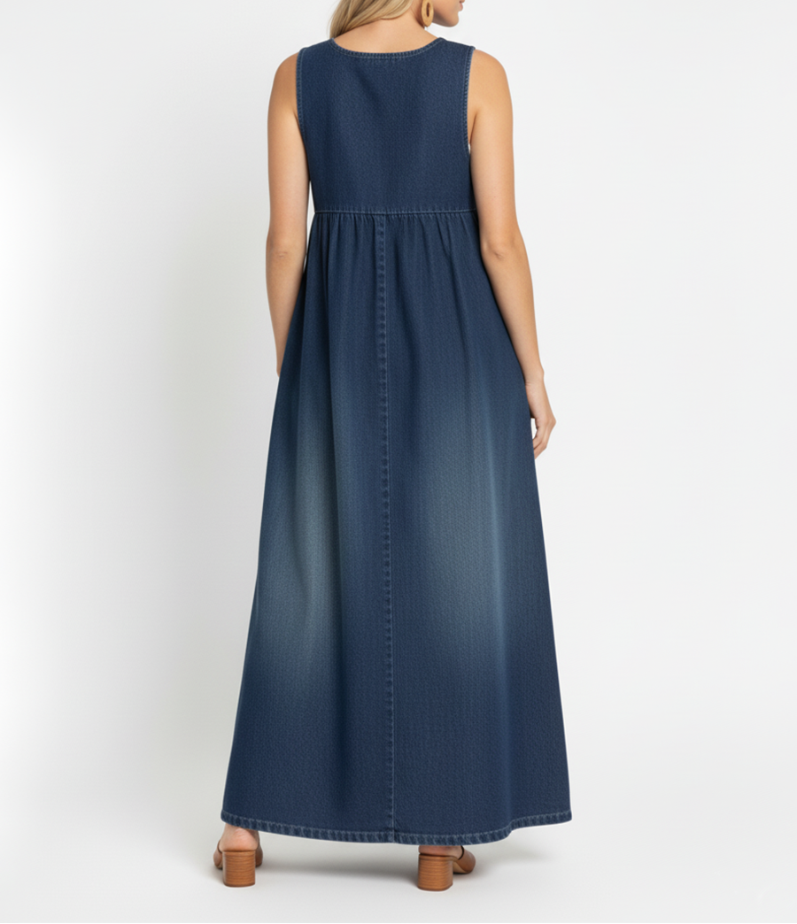 Karen | Dlouhé šaty z vintage praného denimu s dotekem měkké bavlny