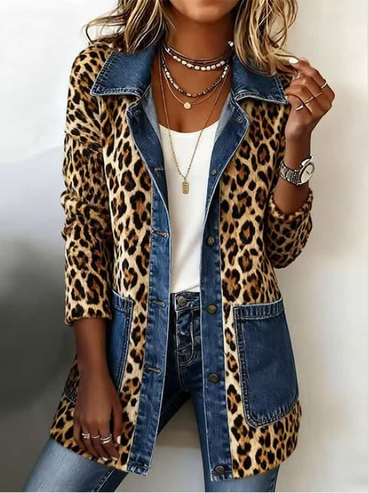 Lorena | Džínová bunda s leopardím vzorem